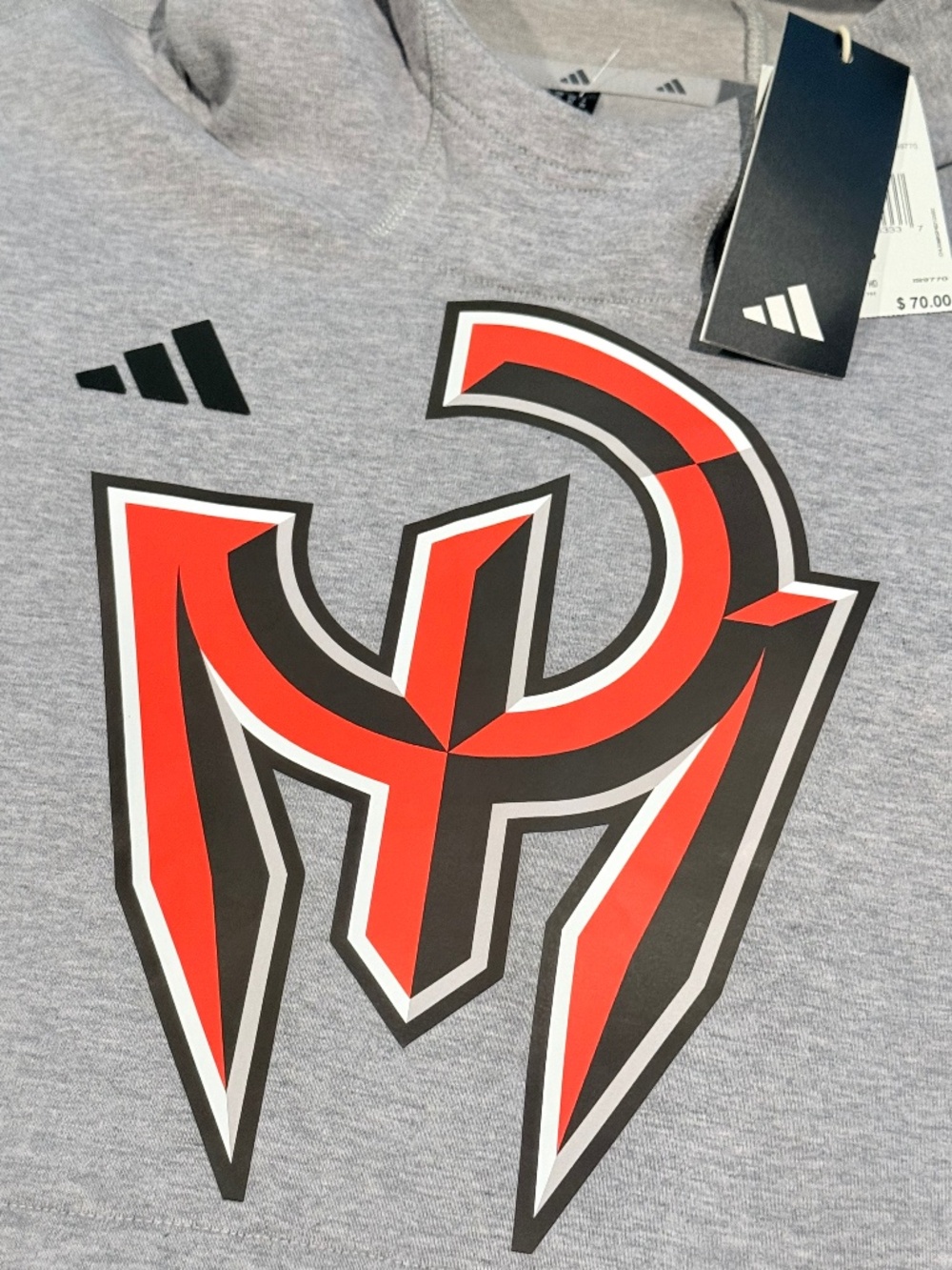NWT Adidas x Patrick Mahomes Short Sleeve Fleece Hoodie Sweatshirt Gray XS